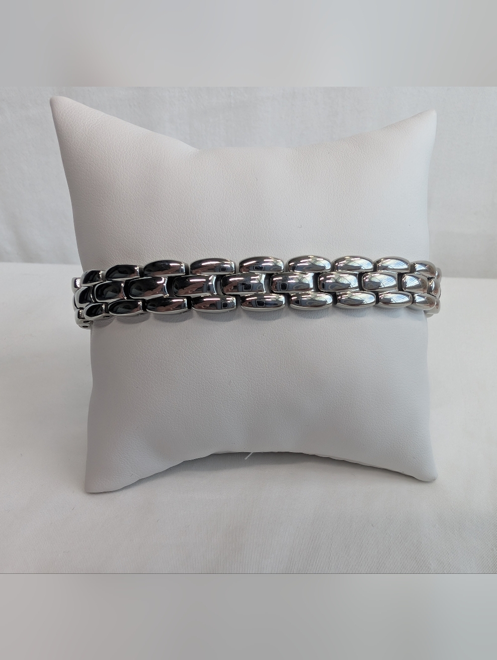 Vintage Titanium Panther Link Chain Bracelet 9"- Estate Silver Jewelry 90s Y2K